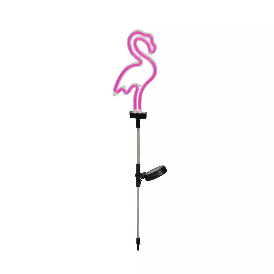 Decorazione luminosa Solare da infilare nel terreno (H74 cm) neon Fenicottero Rosa