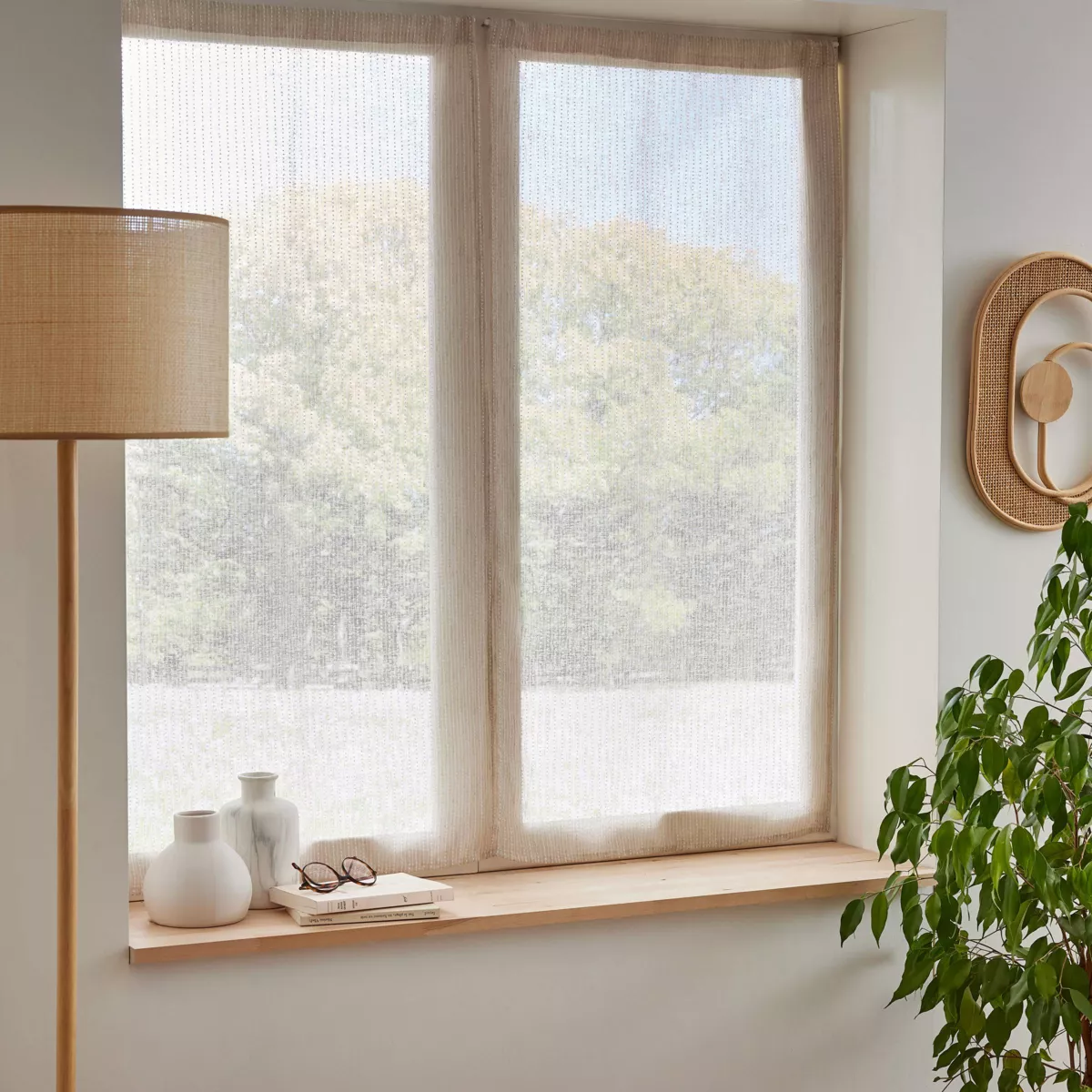 Paire de voilages passe-tringle (60 x 90 cm) Arthur Beige