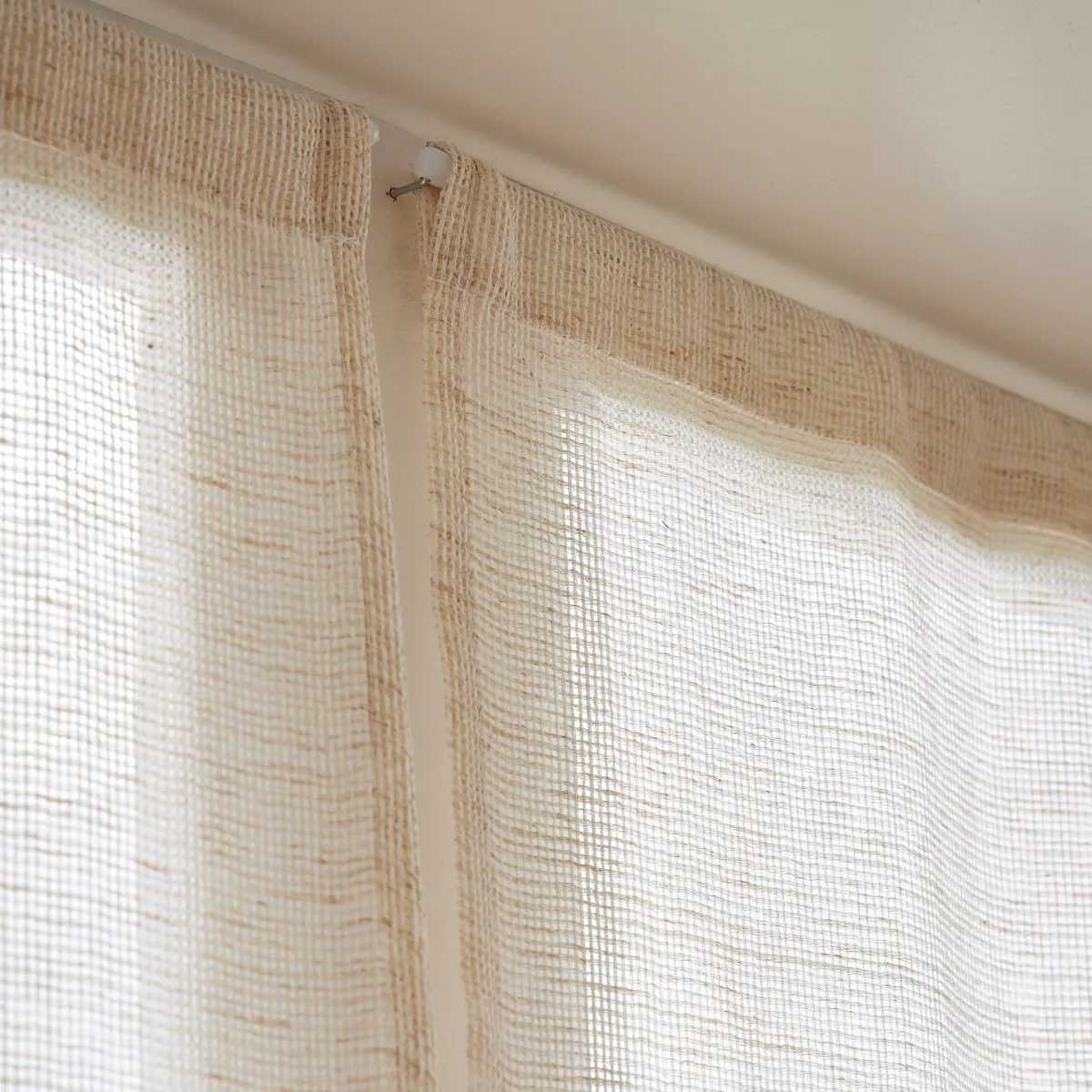 Paire de voilages passe-tringle effet lin (60 x 120 cm) Luca Beige