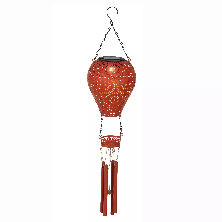 Lampada solare a sospensione per giardino LED (H56 cm) Mongolfiera Rossa