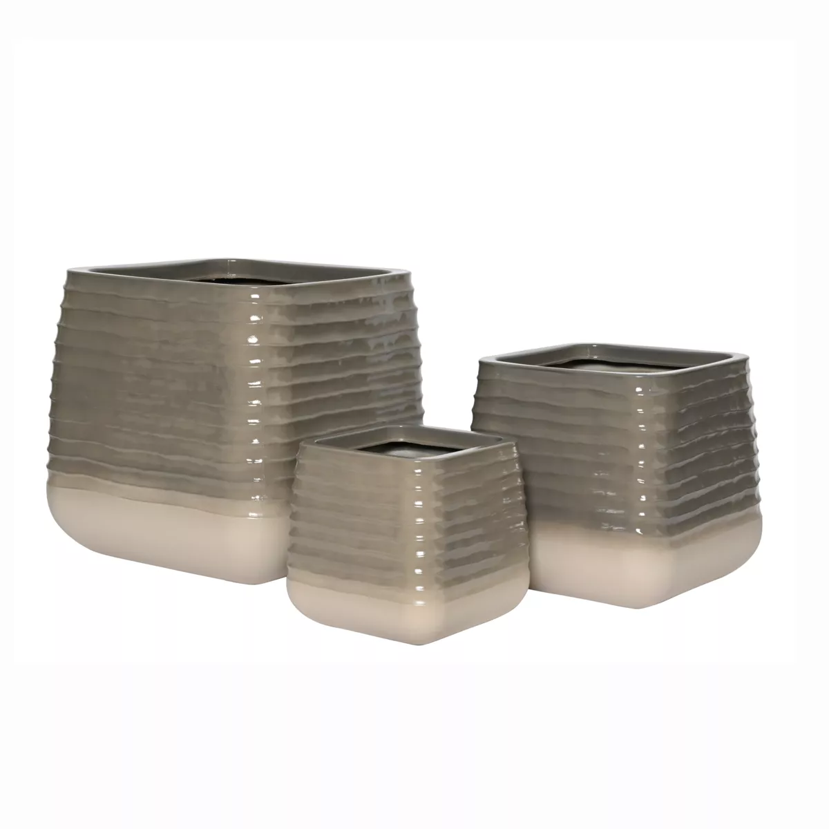 Set di 3 vasi da esterno quadrati (H49-37-27 cm) Jamie Grigio