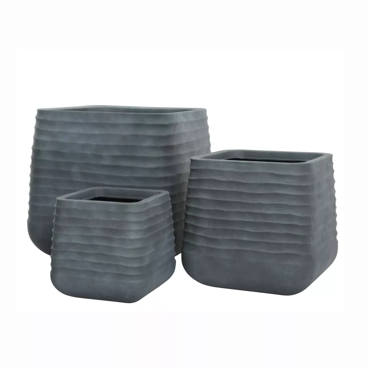 Set di 3 vasi da esterno quadrati (H49-37-27 cm) Jamie Grigio effetto cemento