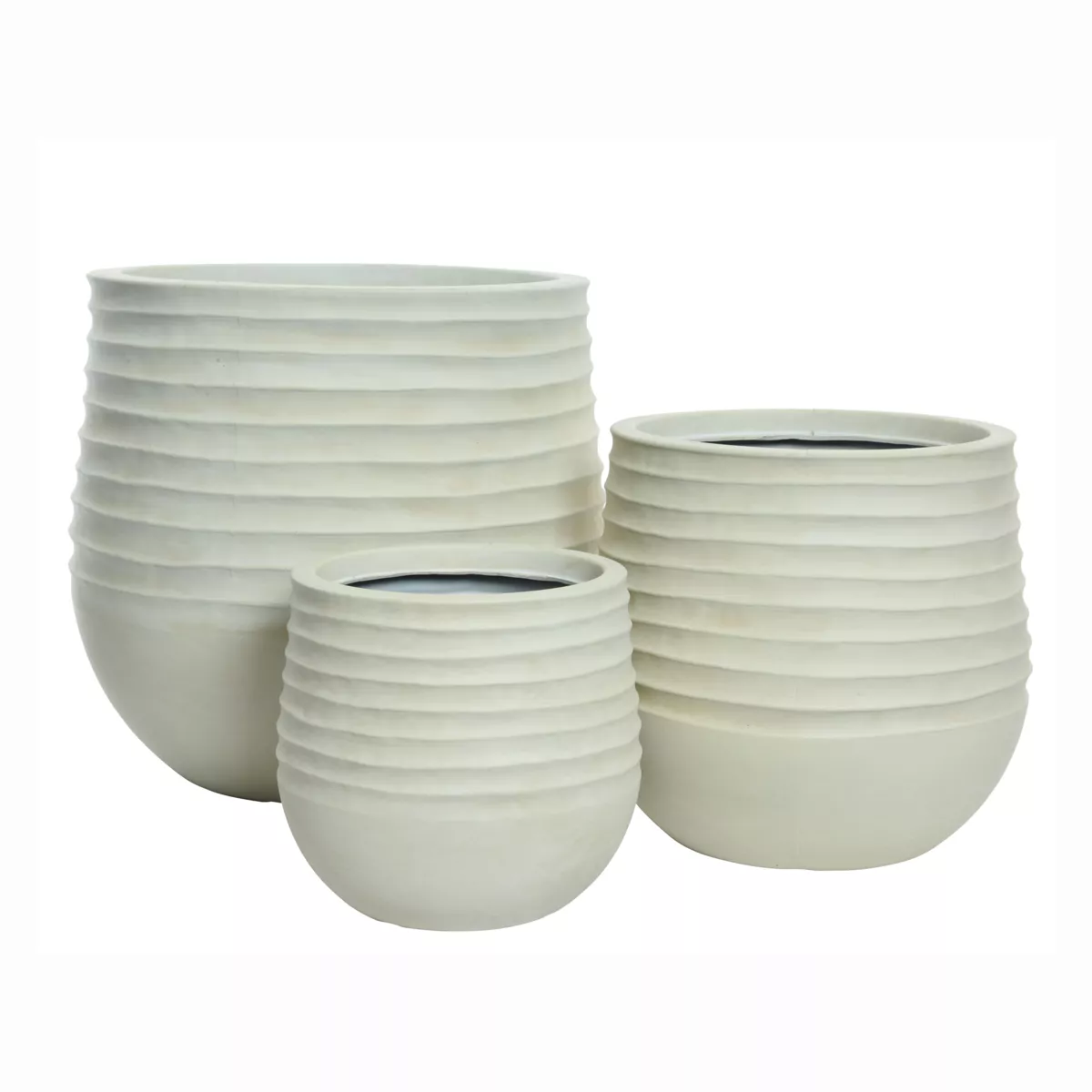 Set di 3 vasi da esterno rotondi (H49-37-27 cm) Jamie Bianco