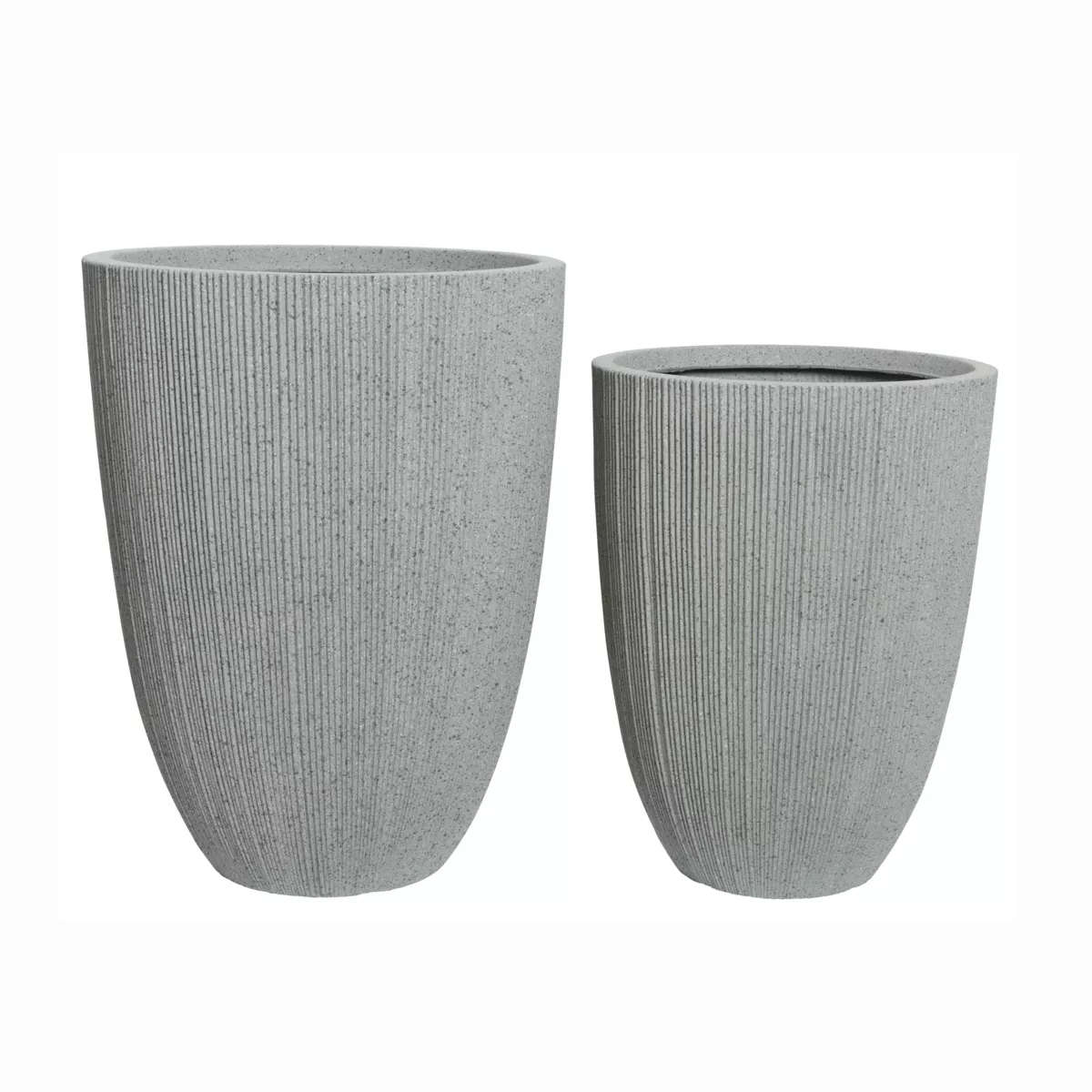 Set di 2 vasi da esterno (H57-48 cm) Lennox striato Grigio chiaro