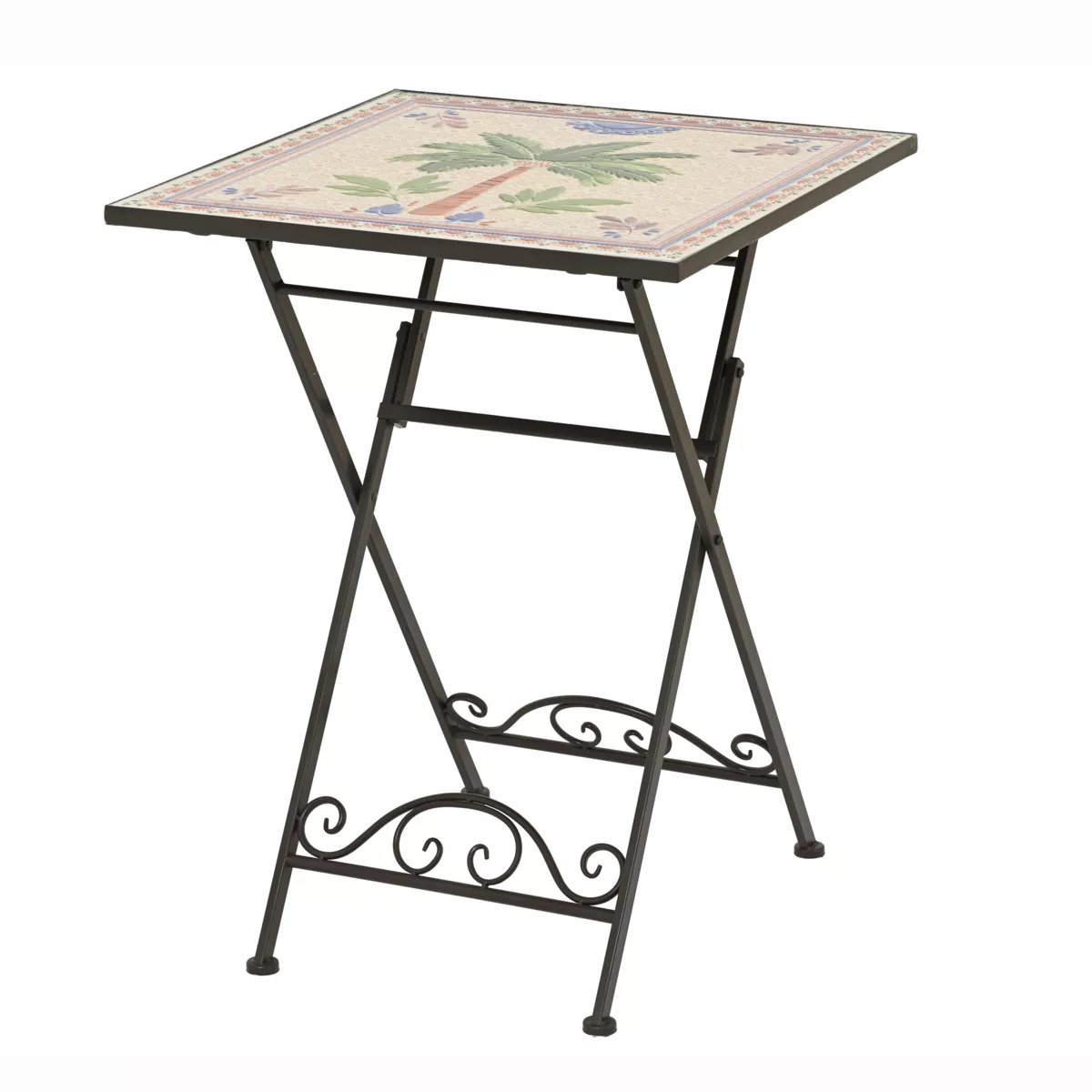 Tavolo bistro quadrato pieghevole in mosaico (58 x 58 cm) Havana Marrone