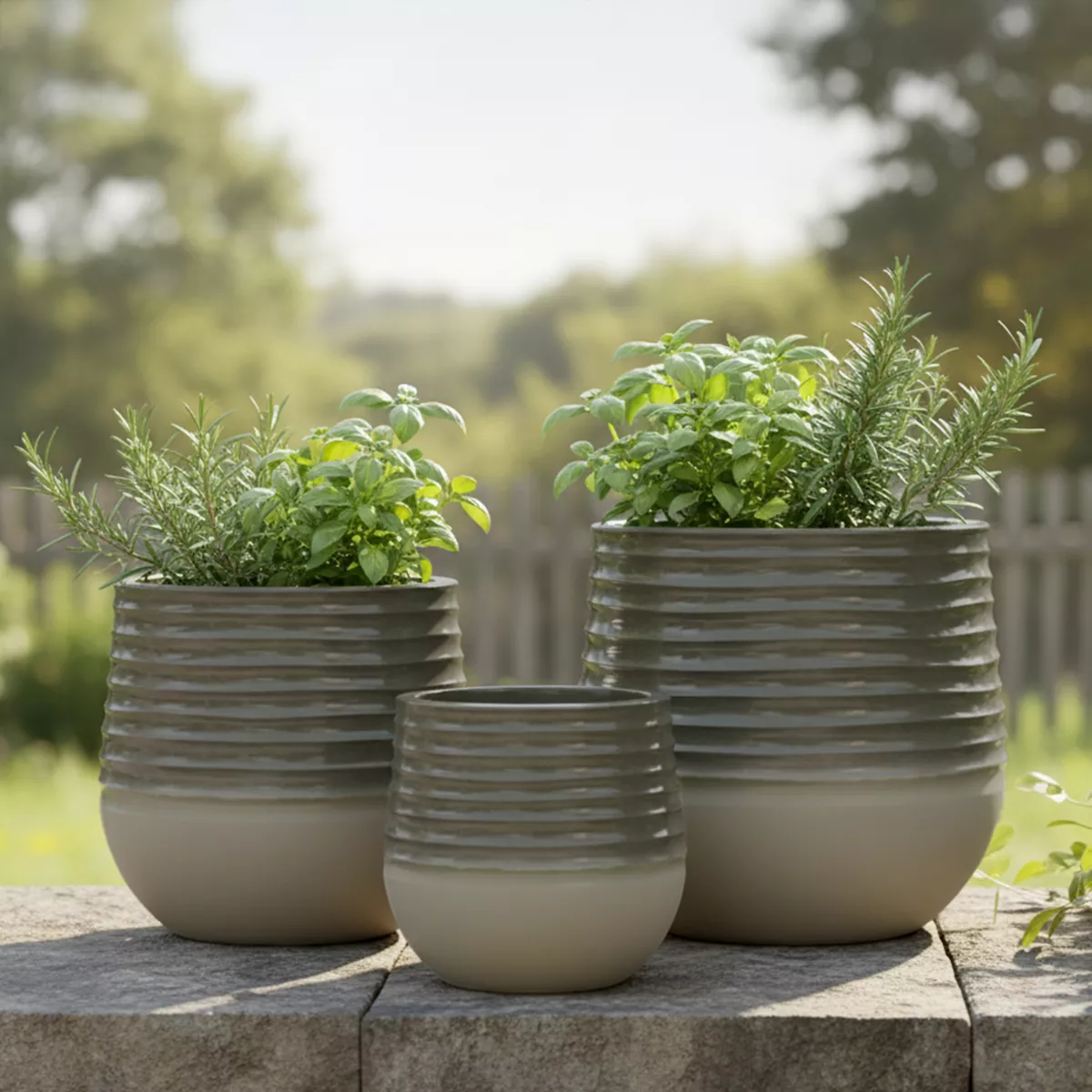 Set di 3 vasi da esterno rotondi (H49-37-27 cm) Jamie Grigio