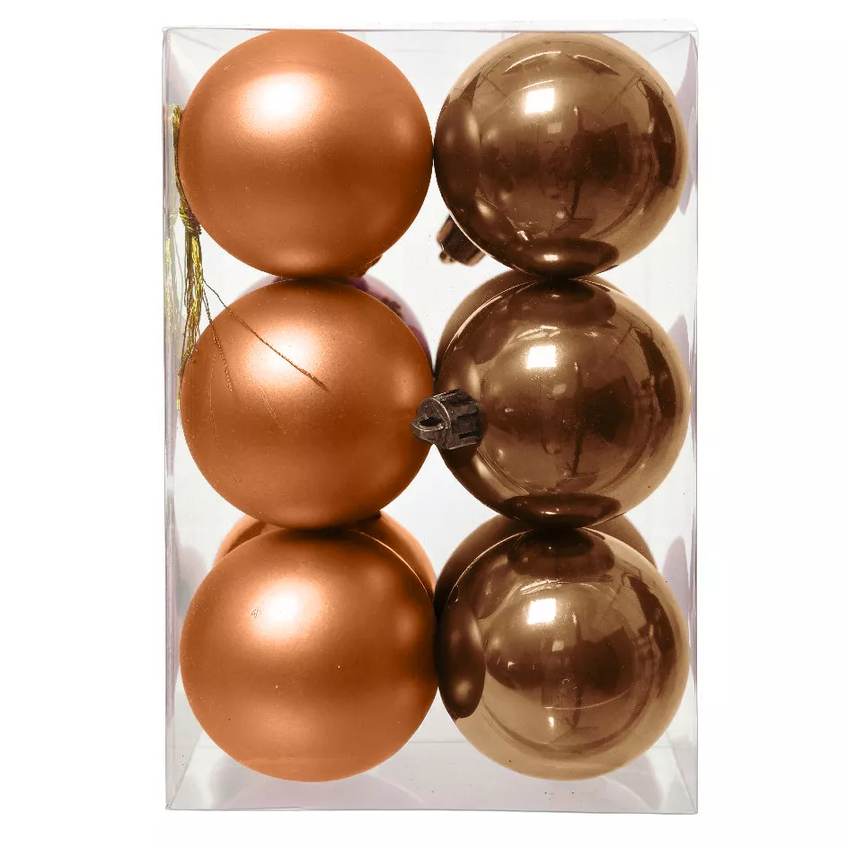 Lot de 12 boules de Noël (D60 mm) Aravis Cognac