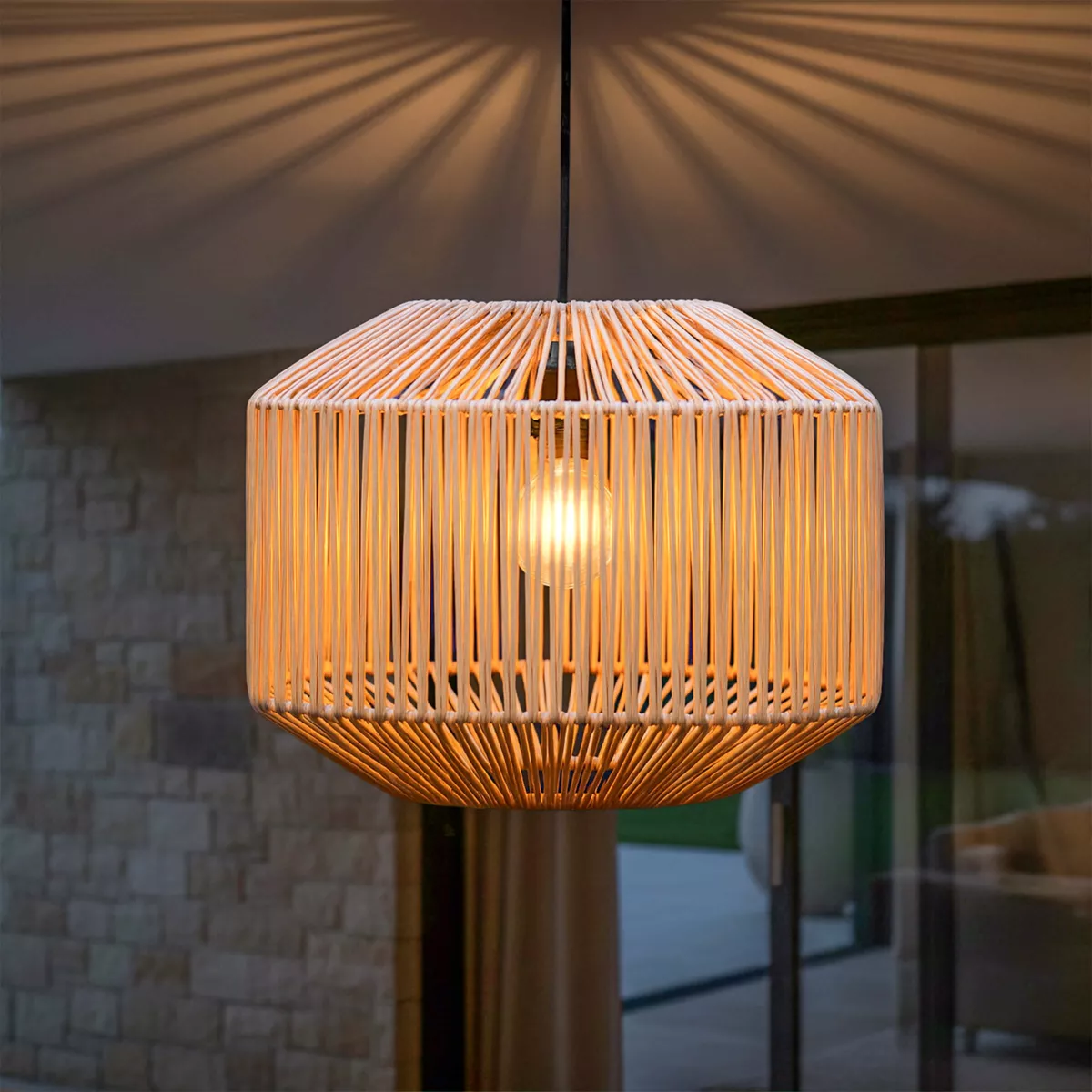 Lampada a sospensione da giardino con 15 LED (D40 cm) Naxos Naturale