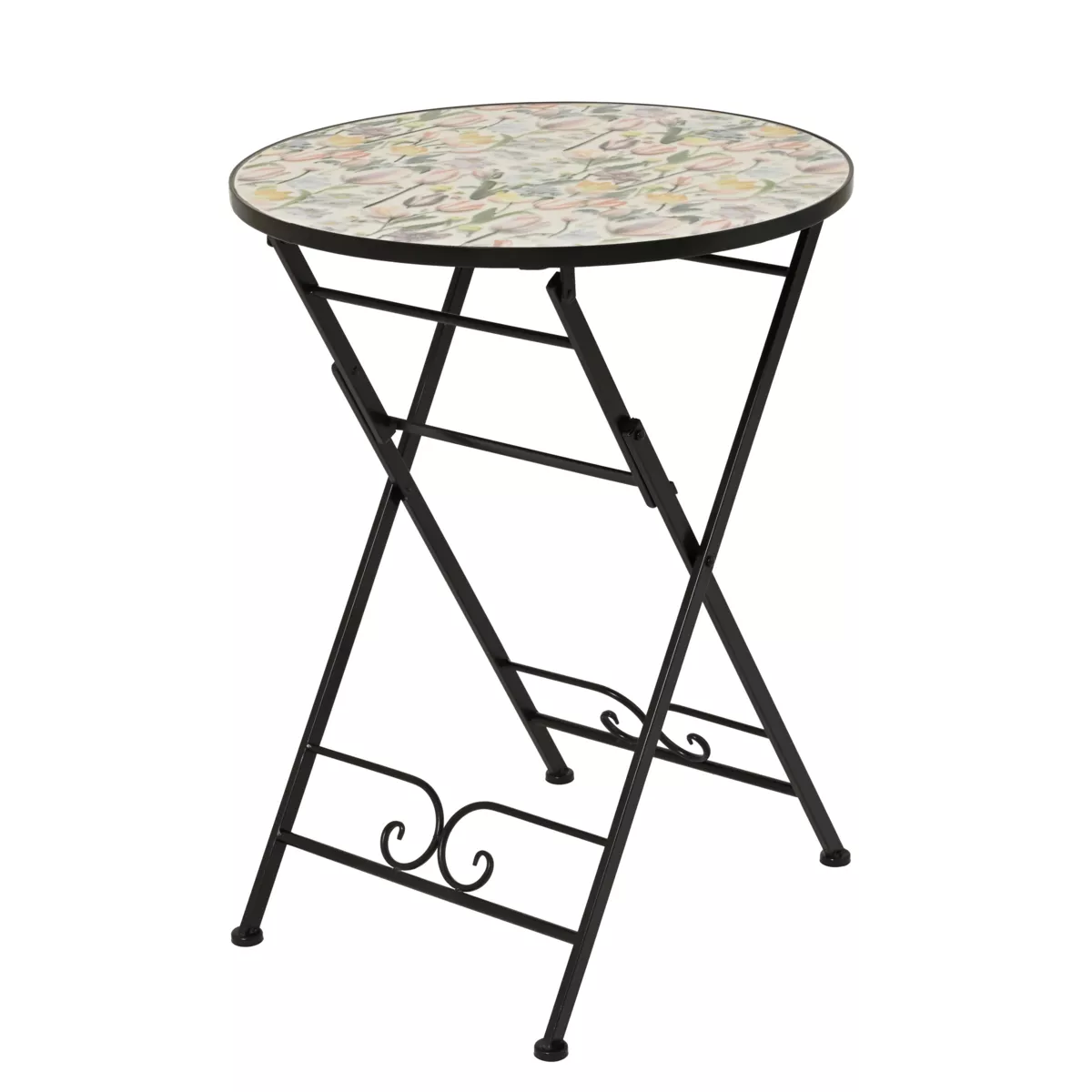 Tavolo bistro rotondo pieghevole in mosaico (D58 cm) Lisse Pastel