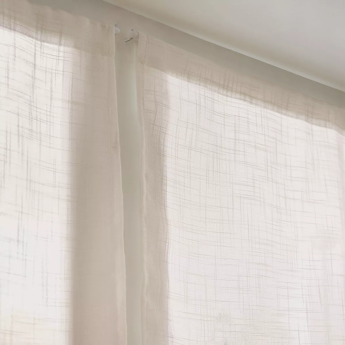 Paire de voilages passe-tringle effet lin (60 x 90 cm) Robin Beige