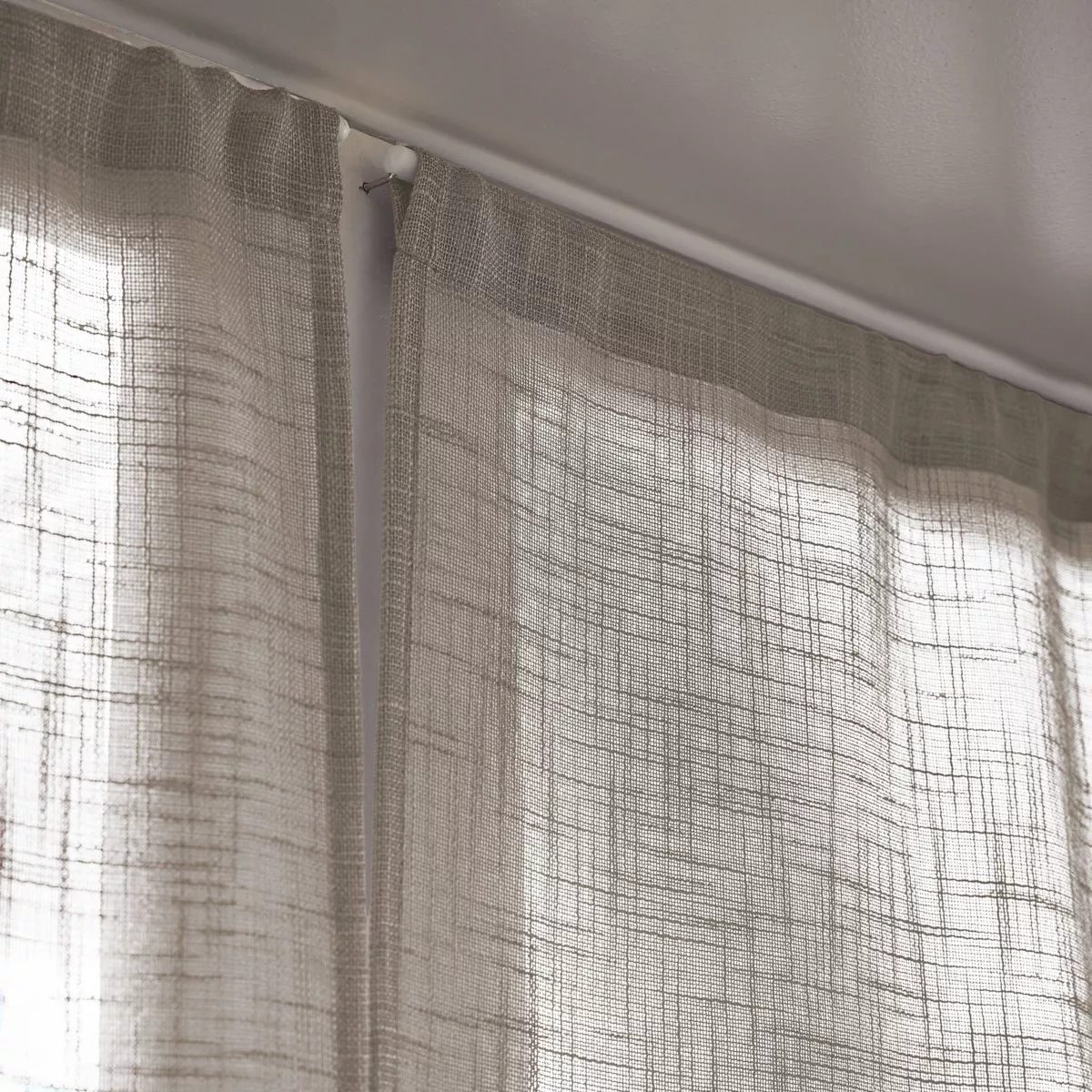 Paire de voilages passe-tringle effet lin (60 x 160 cm) Robin Taupe