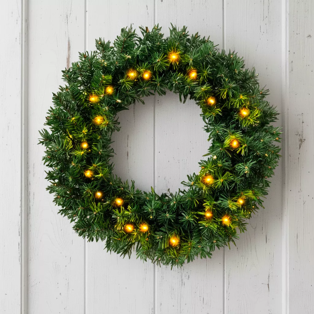 Beleuchteter Weihnachtskranz (D60 cm) Royal Grün und Warmweiß