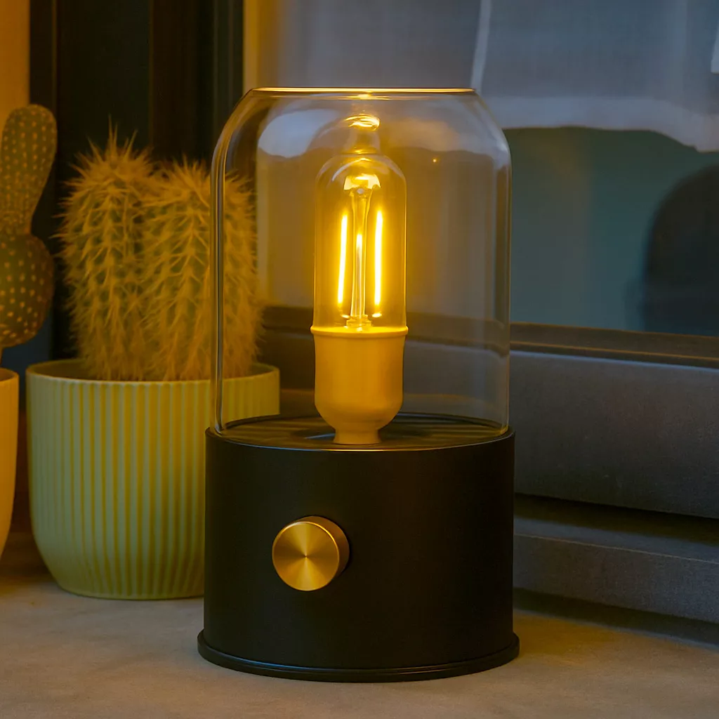 Lampe tempête sans fil rechargeable USB (H20 cm) Noir