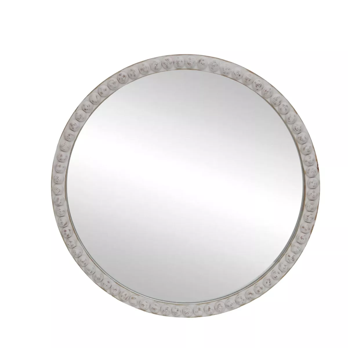 Specchio da parete rotondo con cornice in legno (81 cm) Galena Bianco