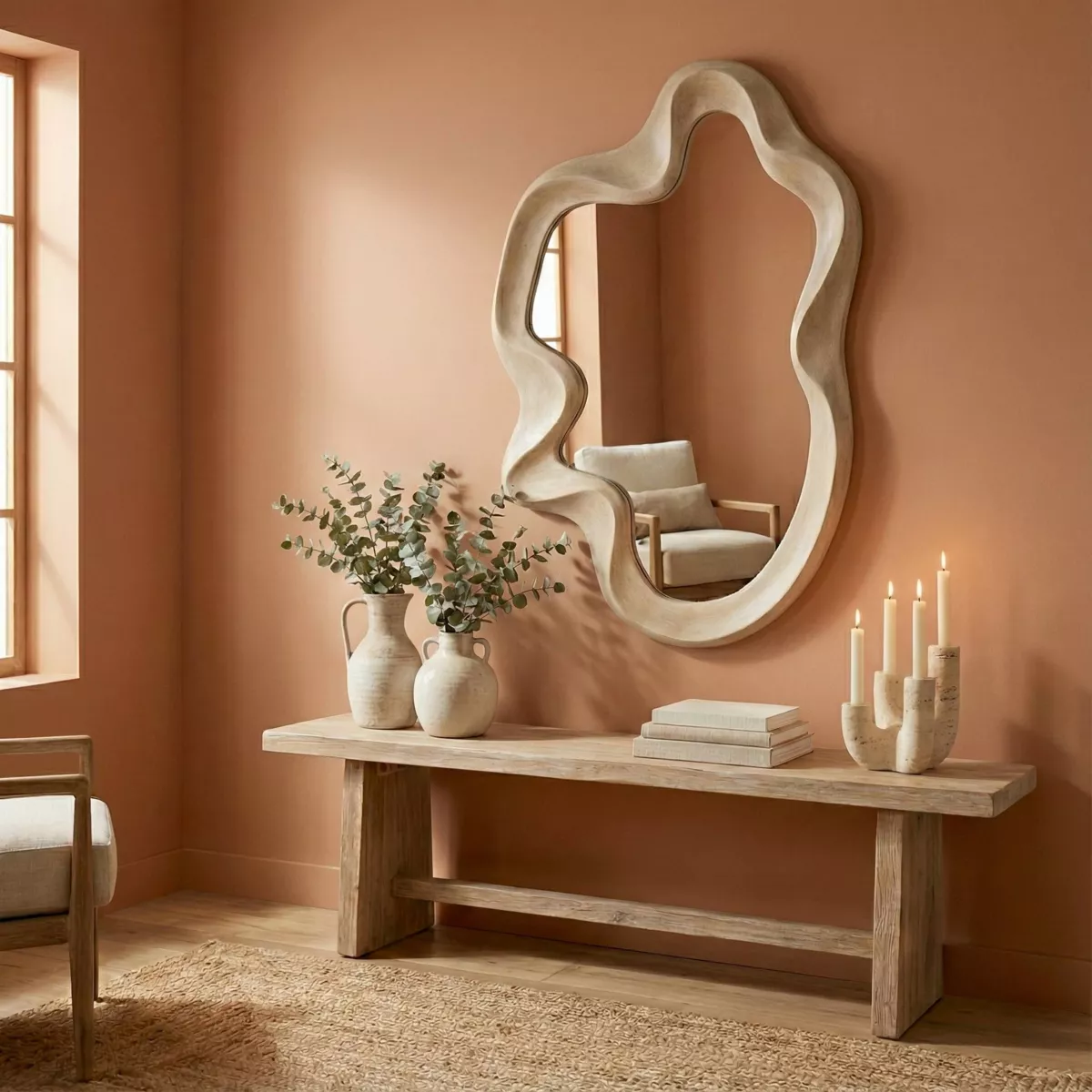 Specchio da parete con cornice in legno (90 cm) Amarosa Marrone