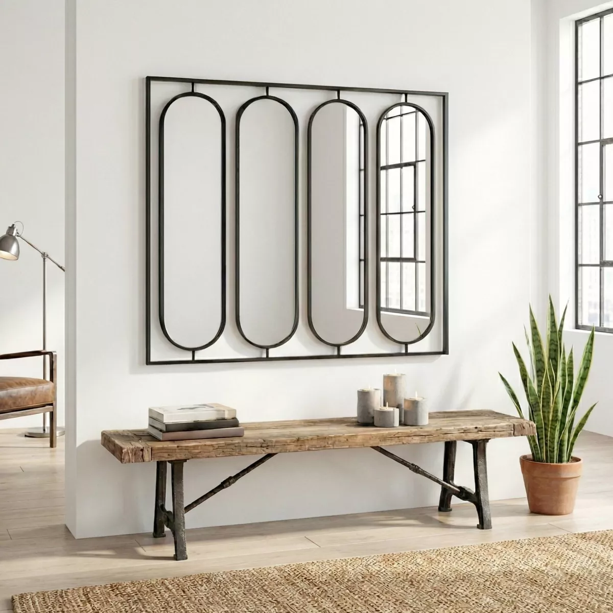 Grande specchio da parete (127 cm) Indio Nero