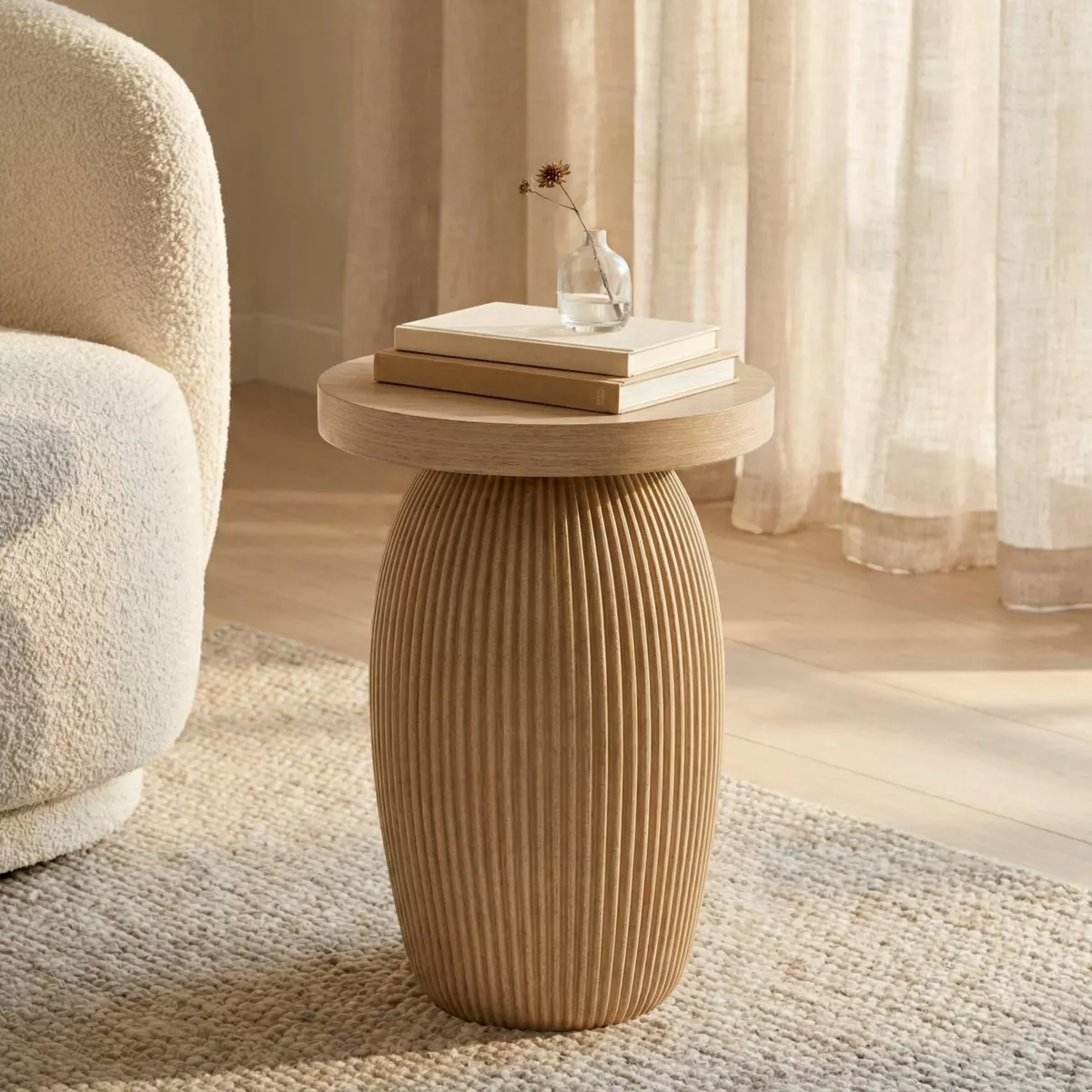 Tavolino rotondo in magnesio ossidato (H45 cm) Berla Marrone