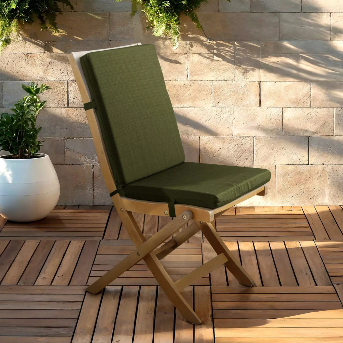 Cojín de silla exterior con respaldo (90 x 40 cm) Sunset Verde kaki