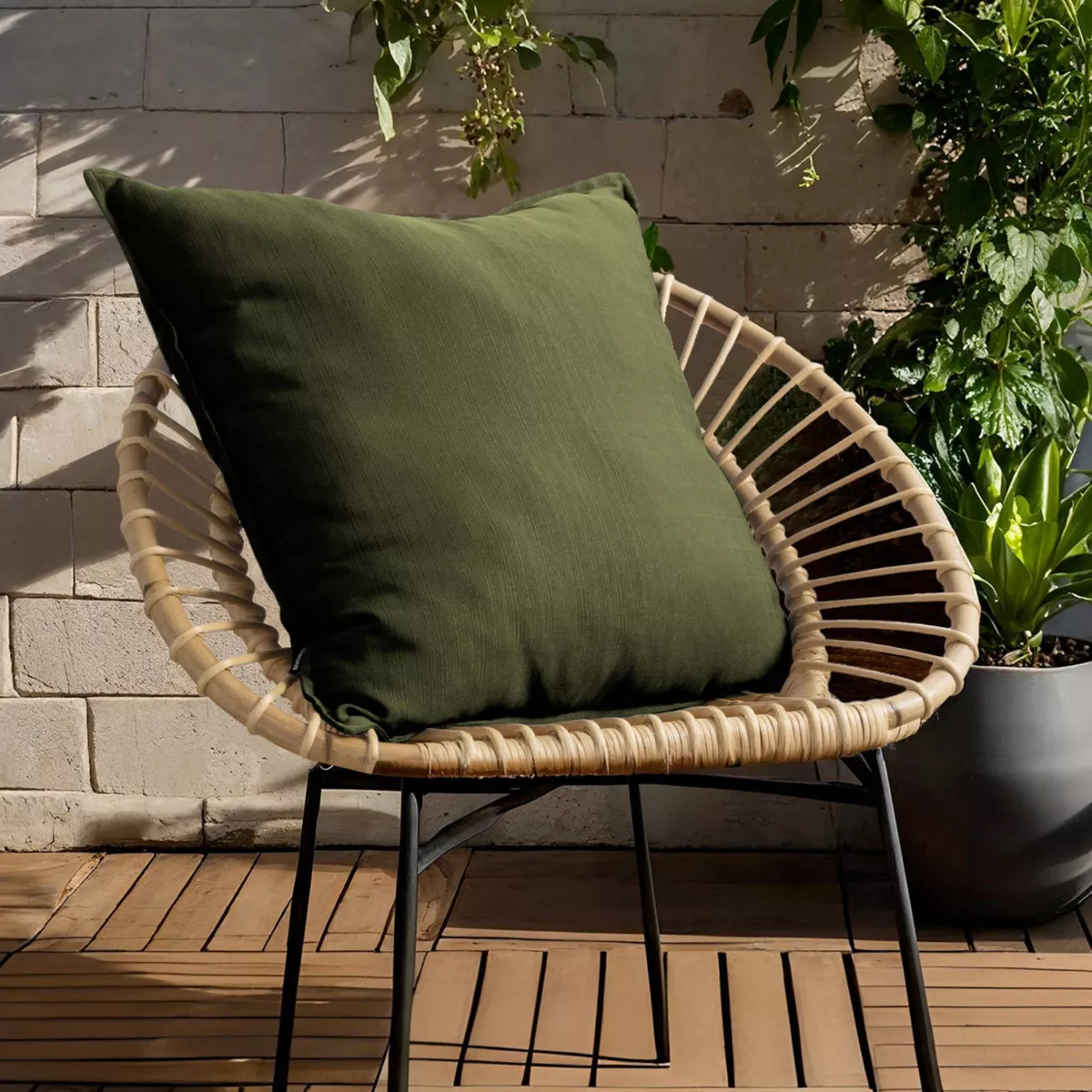 Outdoor-Kissen, quadratisch (60 x 60 cm), Sunset Khaki-Grün