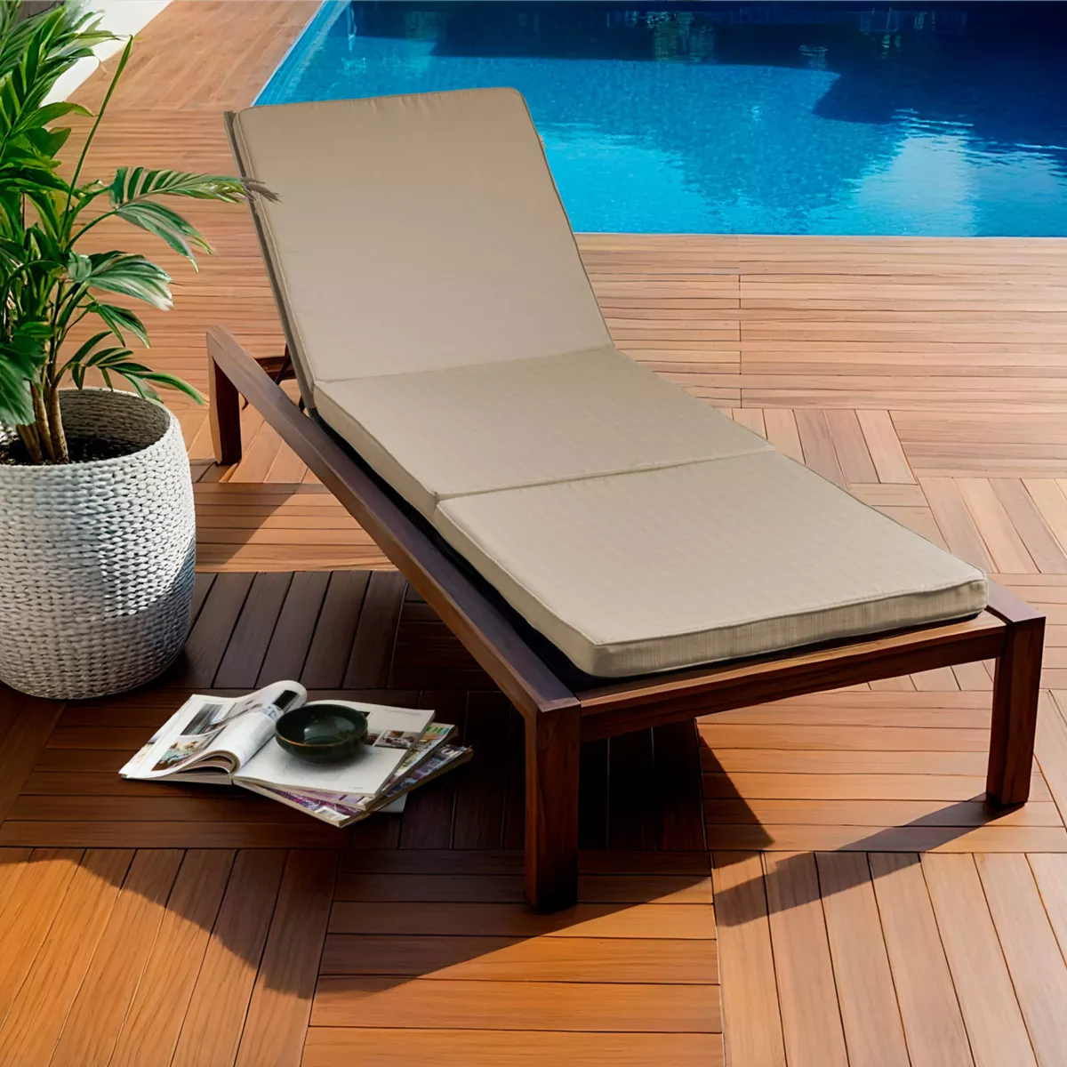 Cuscino per sdraio sfoderabile (190 x 60 cm) Sunset Tortora