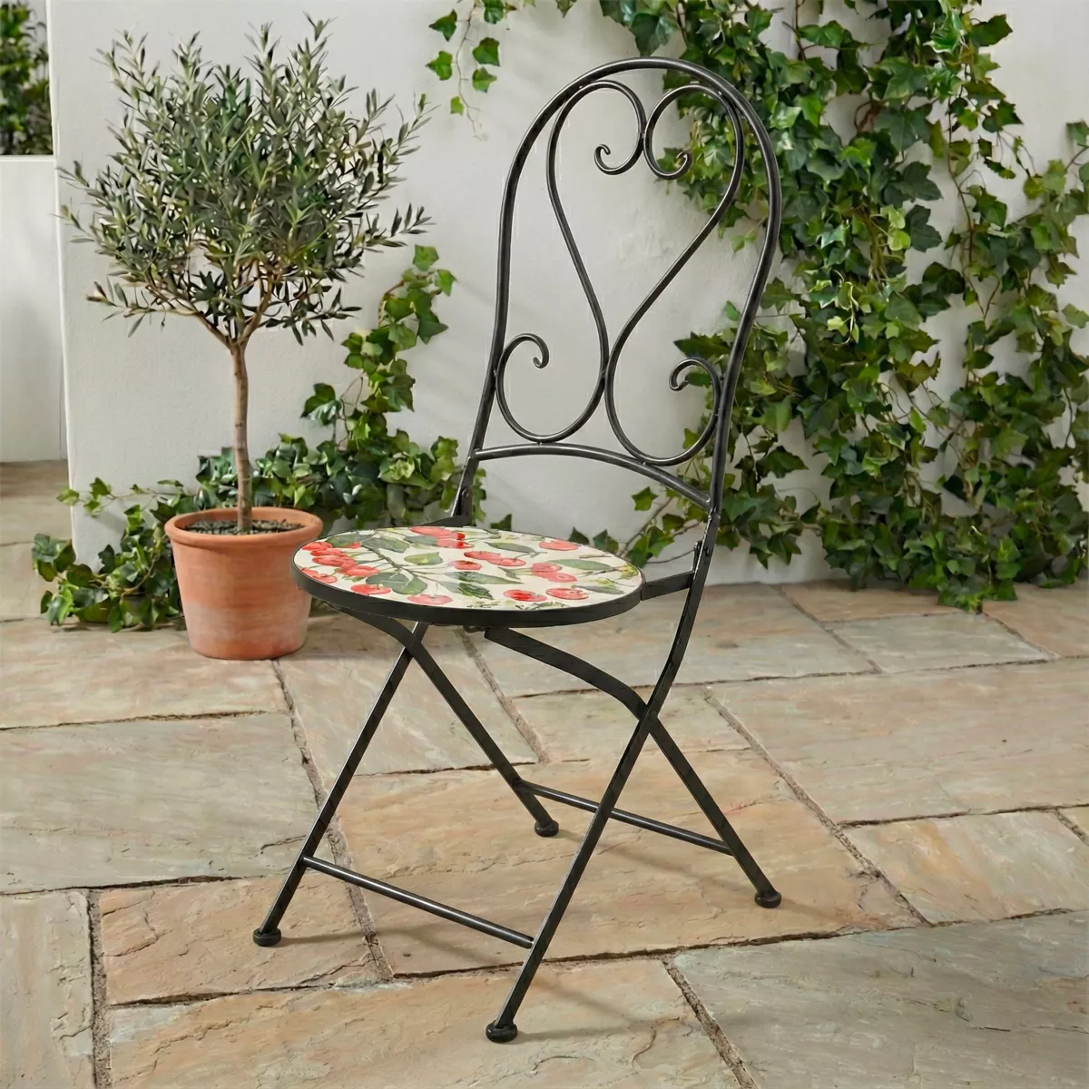 Sedia bistro pieghevole in mosaico Monaco Rosso