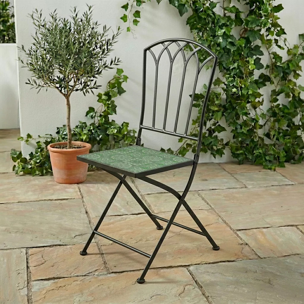 Chaise bistrot pliable en mosaïque Aveiro Vert olive
