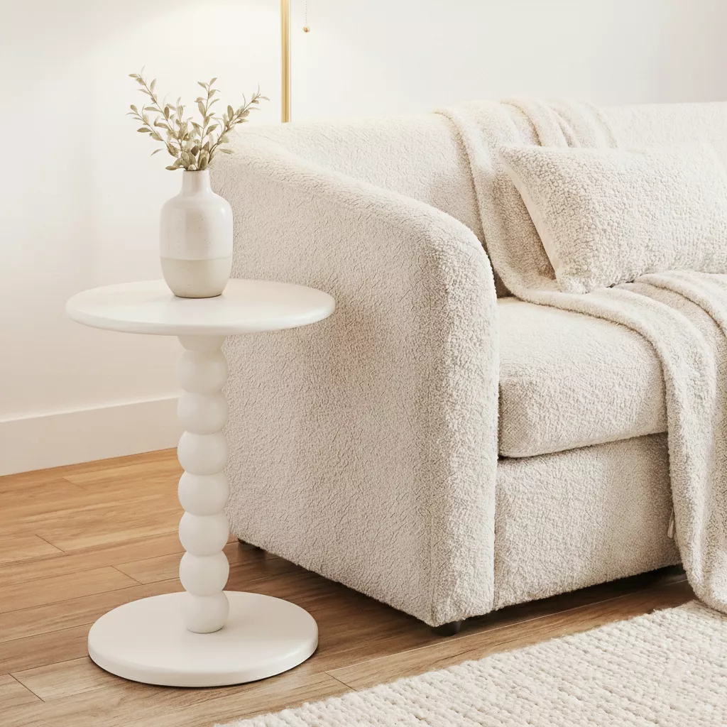 Table à café bois (H46,5 cm) Chamlo Blanche