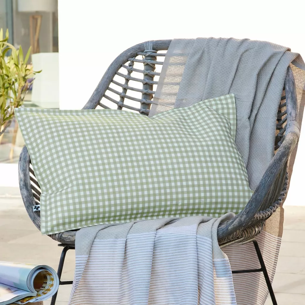 Housse de coussin extérieur rectangulaire (40 x 60 cm) Vickie Vert eucalyptus