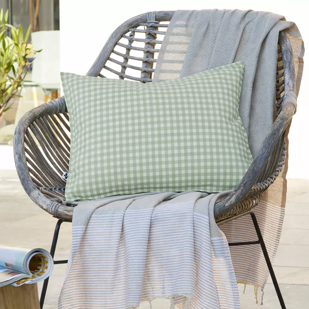 Housse de coussin extérieur carrée (45 x 45 cm) Vickie Vert eucalyptus