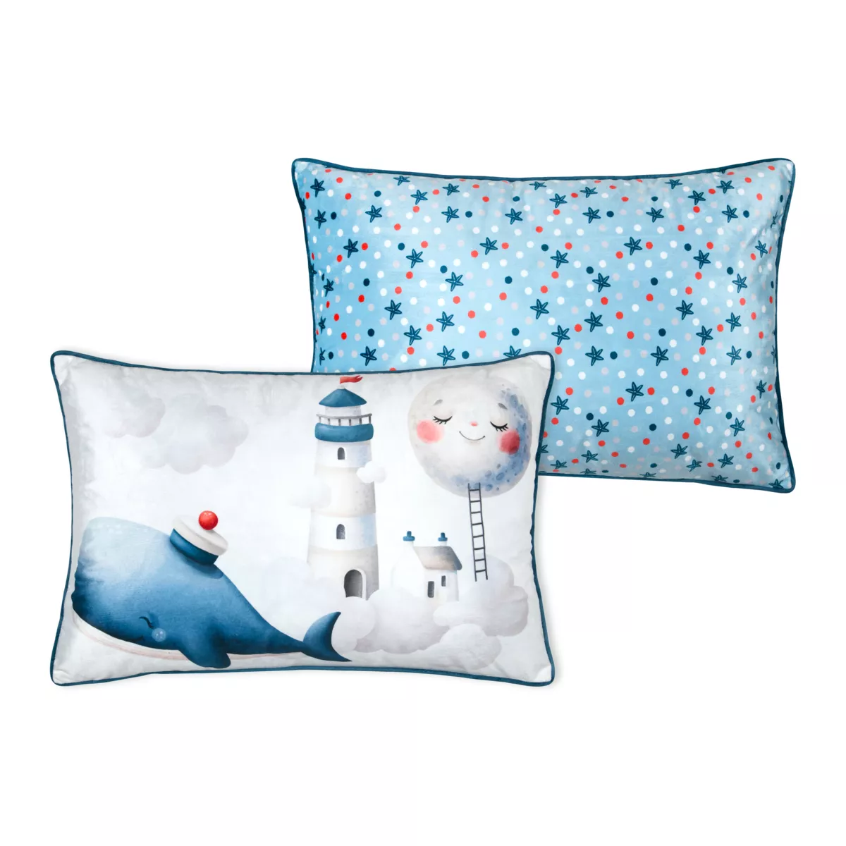 Cuscino rettangolare per bambini in velluto (40 x 60 cm) Moby Blu