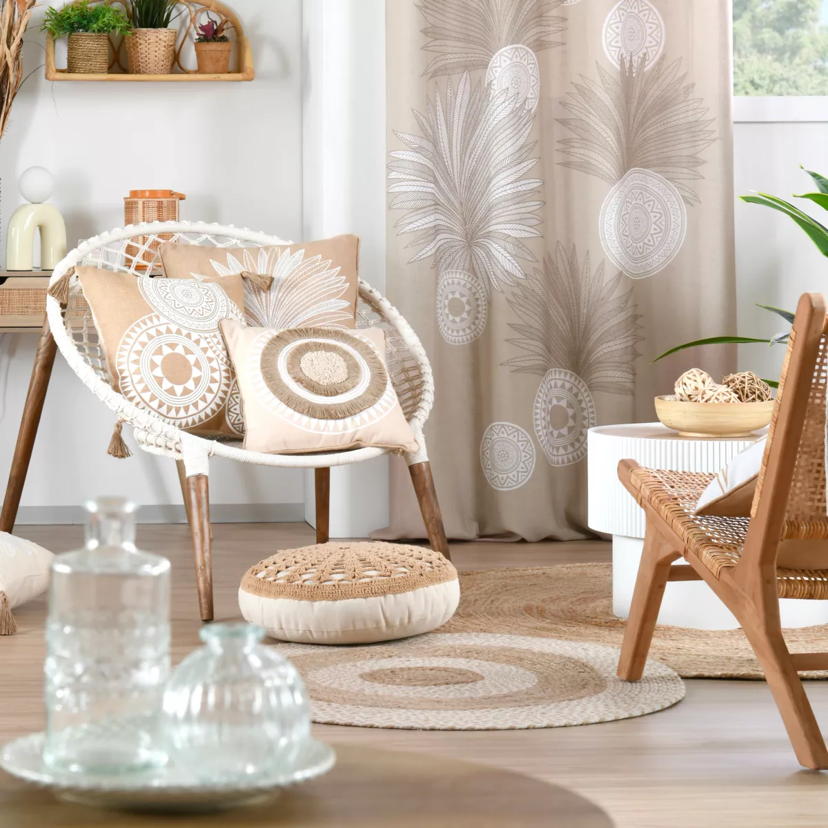 Cuscino quadrato in cotone (40 x 40 cm) Mekong Beige