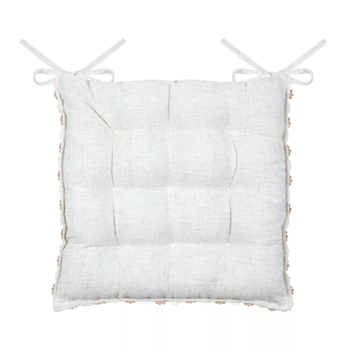Coussin de chaise carré coton (38 x 38 cm) Camille Ecru