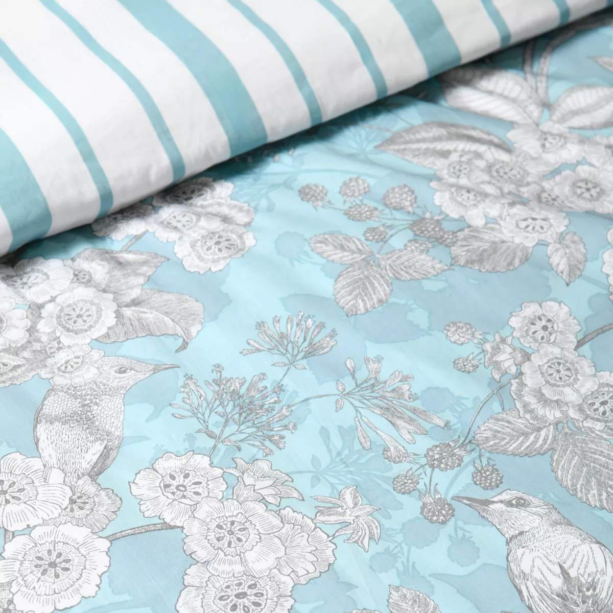 Copripiumino in percalle di cotone (240 x 220 cm) Merula Blu