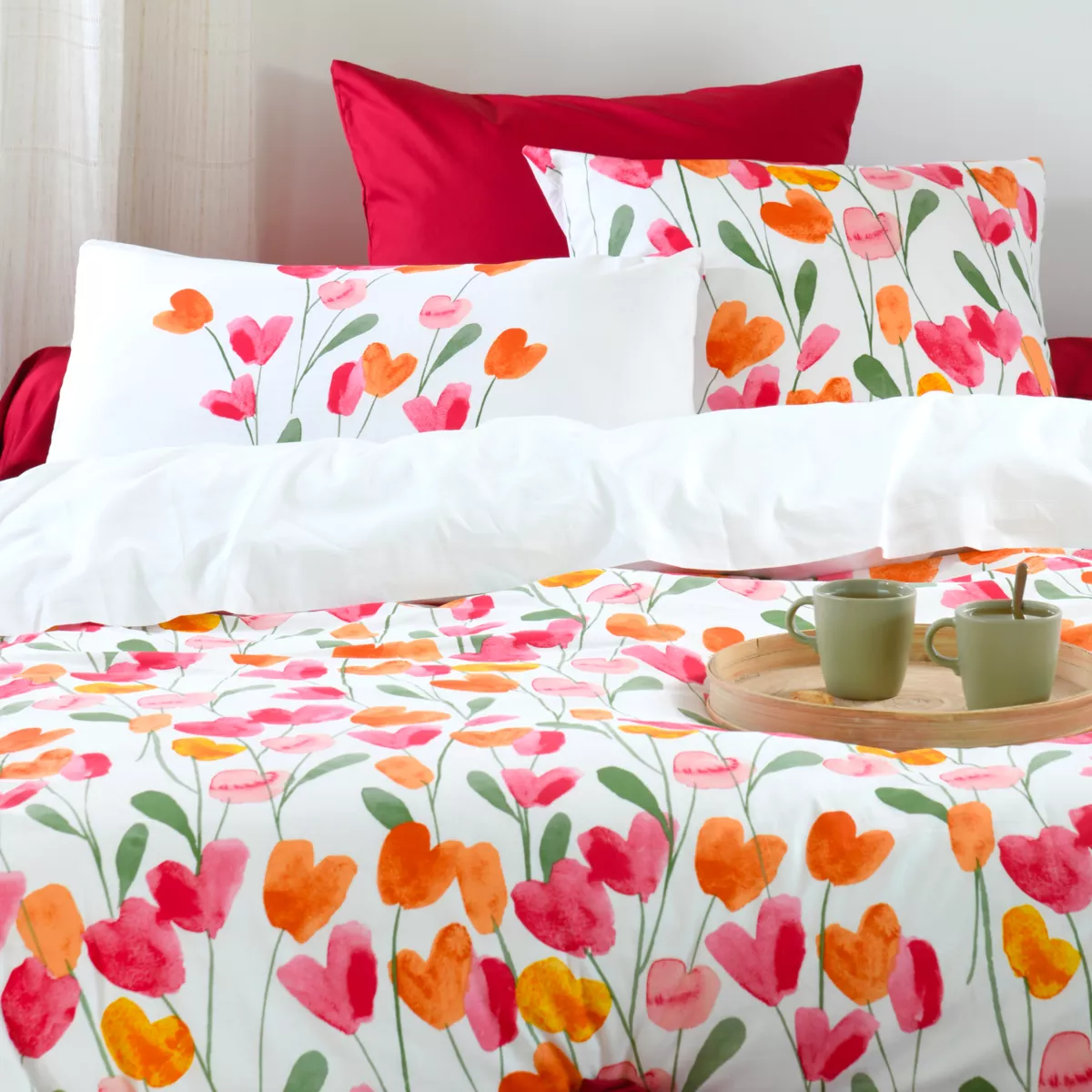 Housse de couette percale de coton (260 x 240 cm) Tulipa Multicolore