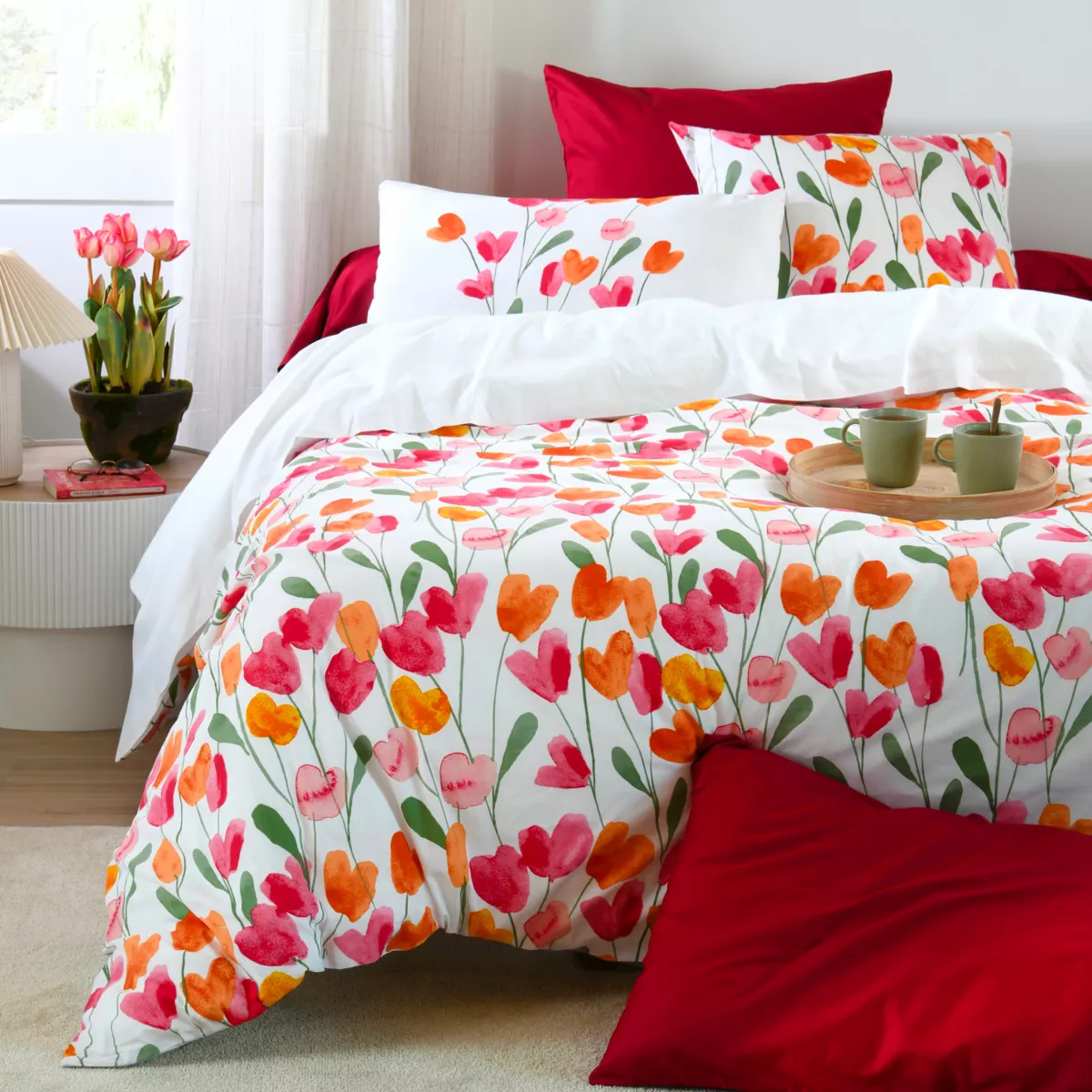 Federa per cuscino rettangolare in percalle (50 x 70 cm) Tulipa Multicolore