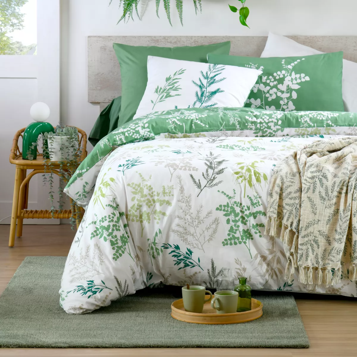 Federa per cuscino rettangolare in percalle (50 x 70 cm) Sylvana Verde