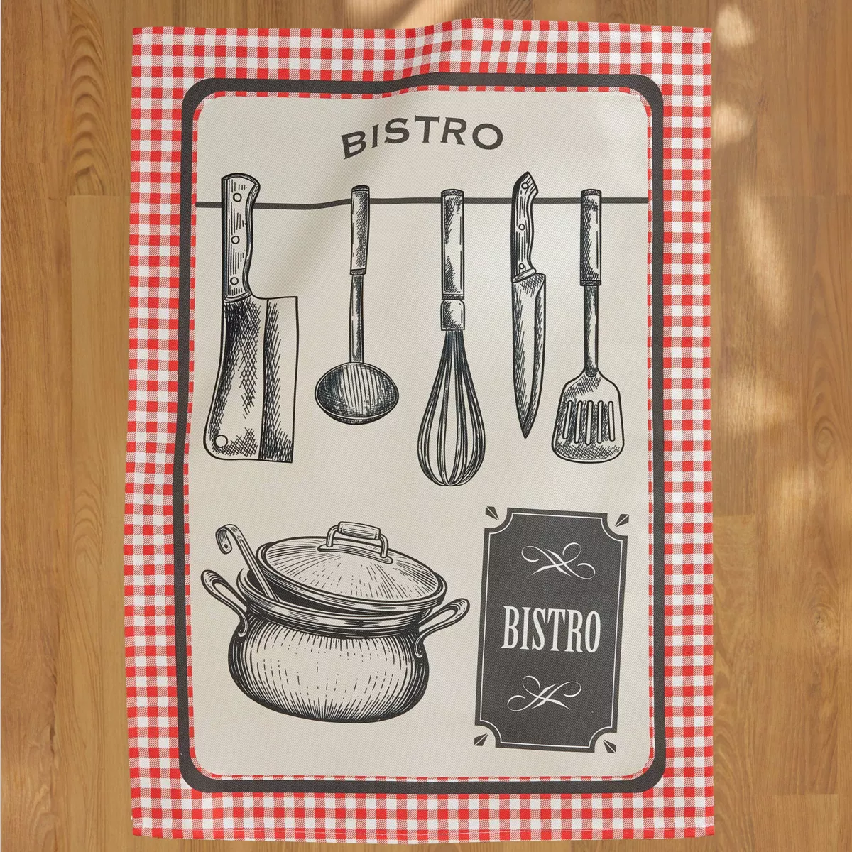 Set di 3 strofinacci in cotone (50 x 70 cm) Bistro Rosso