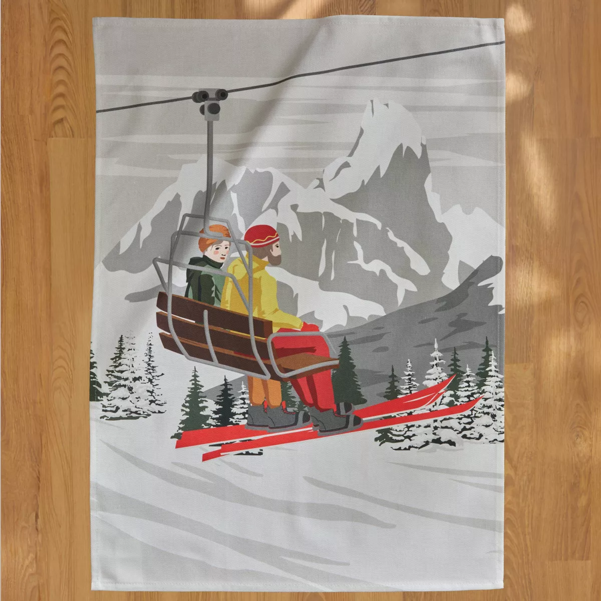 Set di 3 strofinacci in cotone (50 x 70 cm) Skis Multicolore