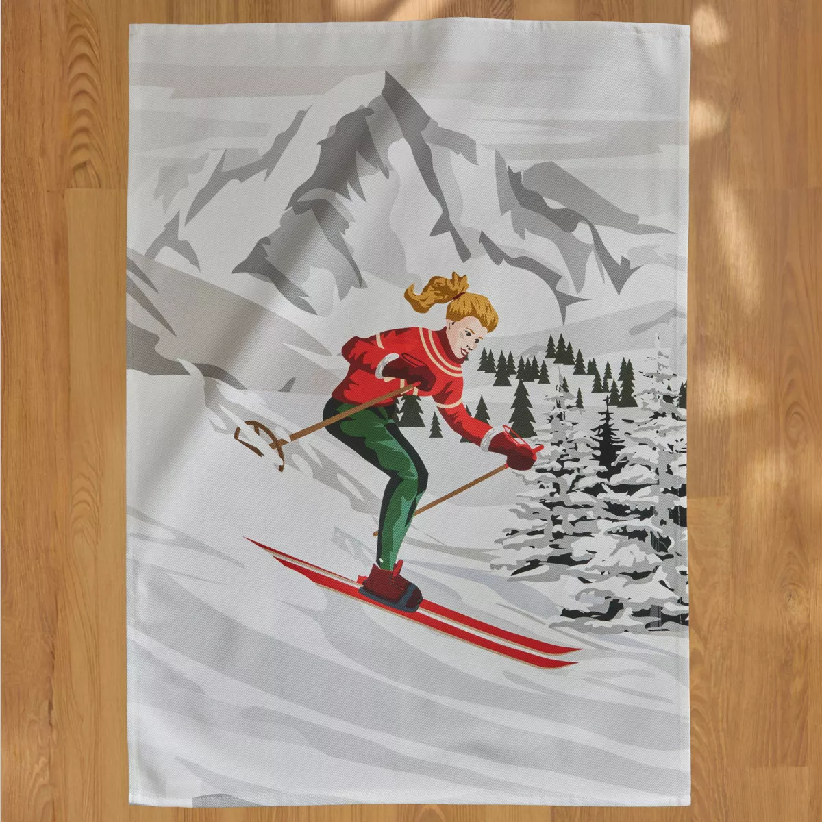 Set di 3 strofinacci in cotone (50 x 70 cm) Skis Multicolore