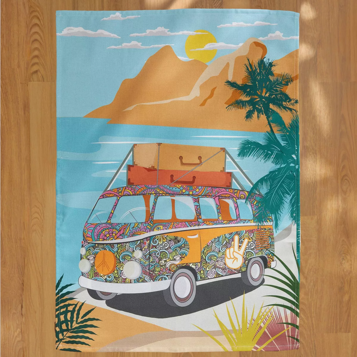 Lot de 3 torchons coton (50 x 70 cm) Vanlife Multicolore