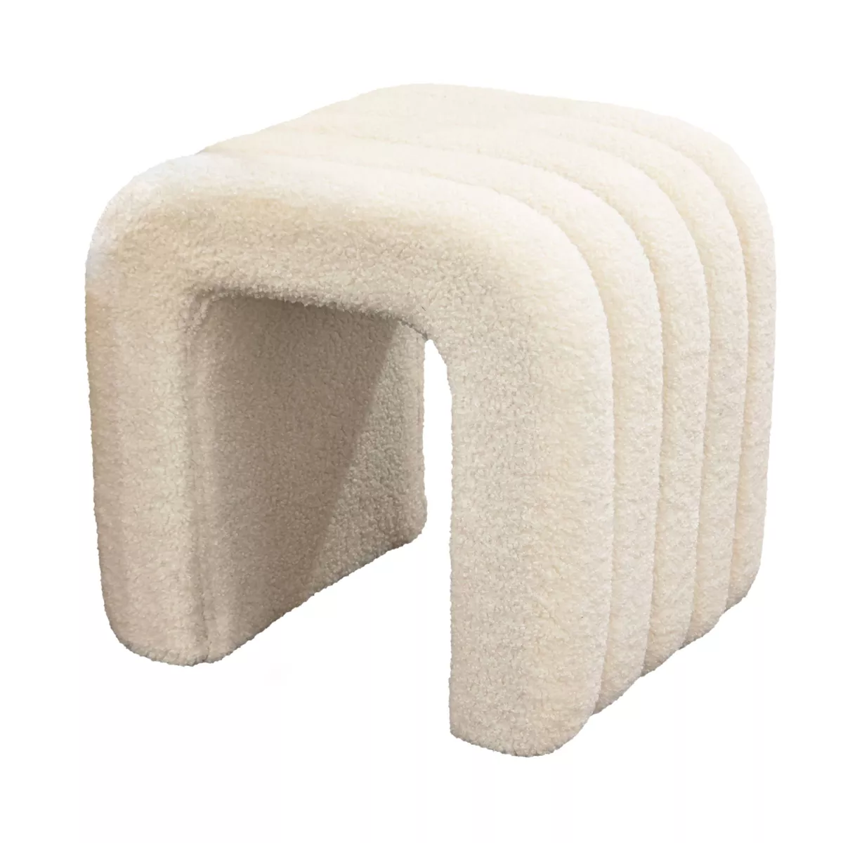 Pouf in bouclé (H45 cm) Voltra Beige