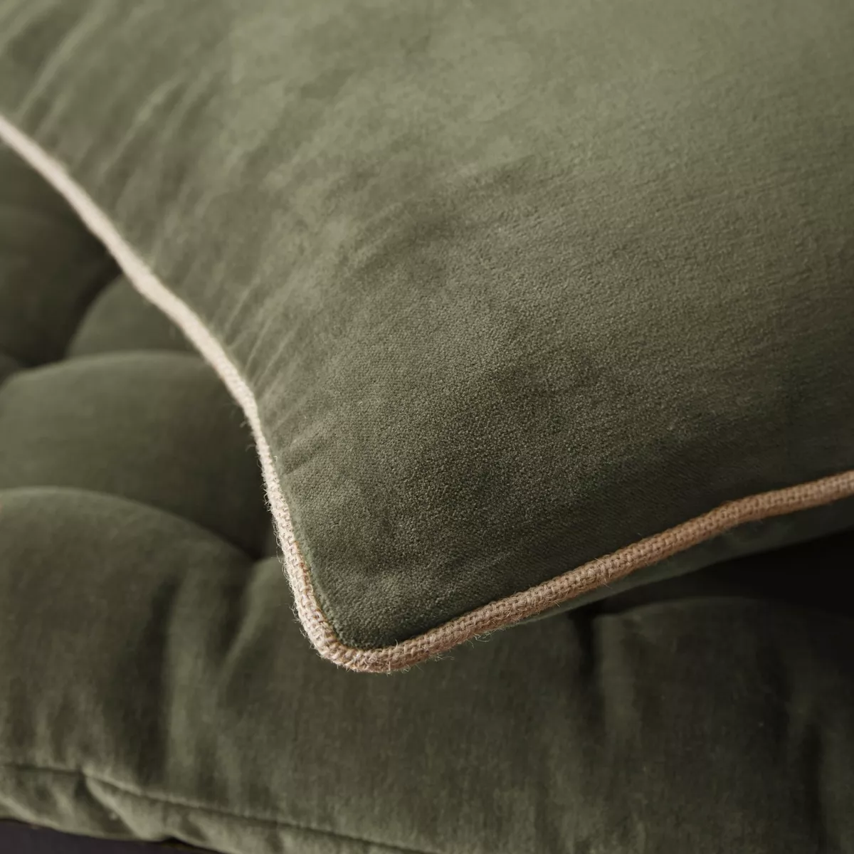 Coussin rectangulaire velours de coton (40 x 60 cm) Victor Vert thym