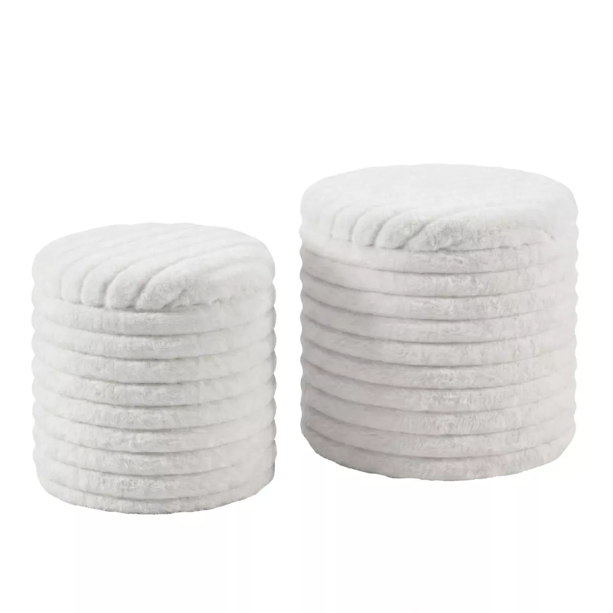 Set di 2 pouf (H 32 e 42 cm) Velmo Beige