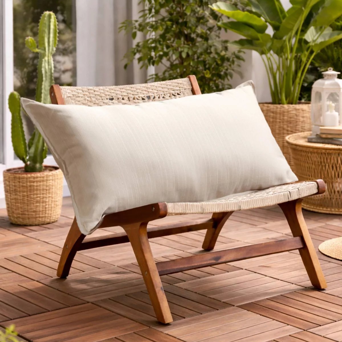 Coussin extérieur rectangulaire (50 x 80 cm) Sunset Ecru