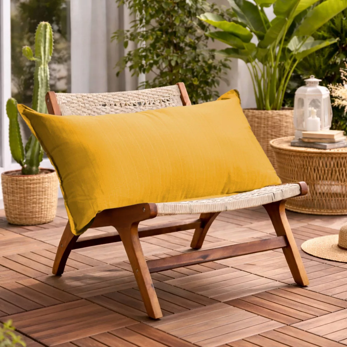 Coussin extérieur rectangulaire (50 x 80 cm) Sunset Jaune moutarde