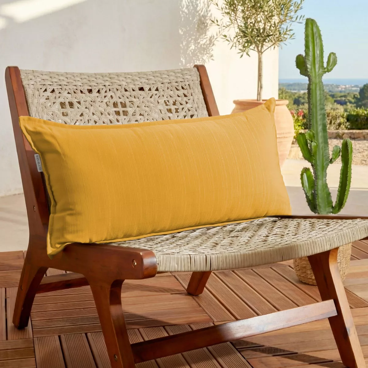 Cojín exterior rectangular (35 x 70 cm) Sunset Amarillo mostaza