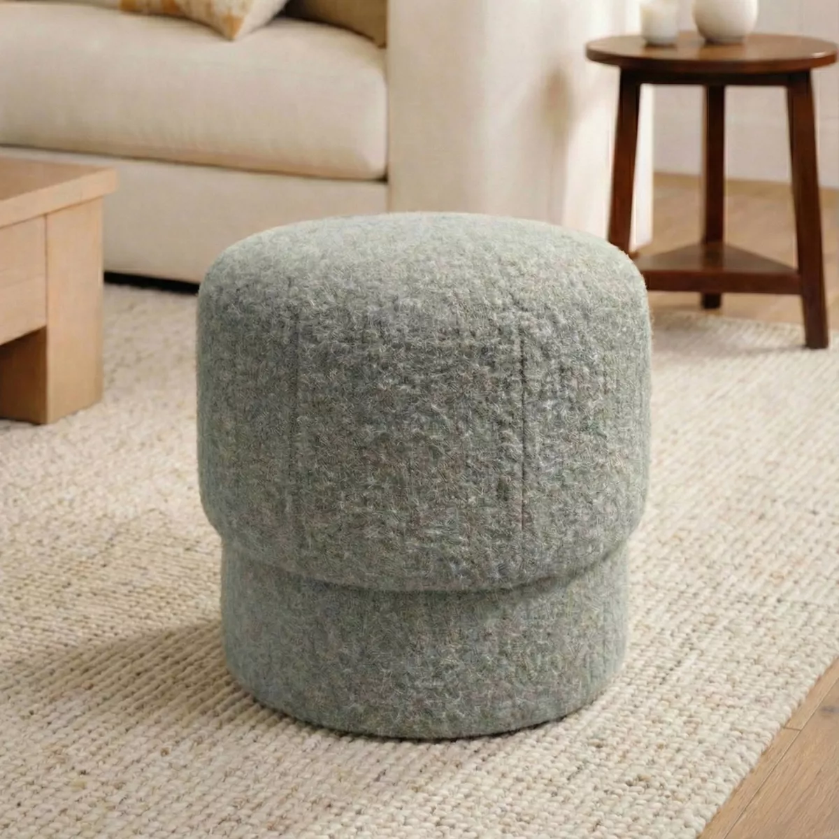 Pouf in bouclé (H40 cm) Tessaro Beige