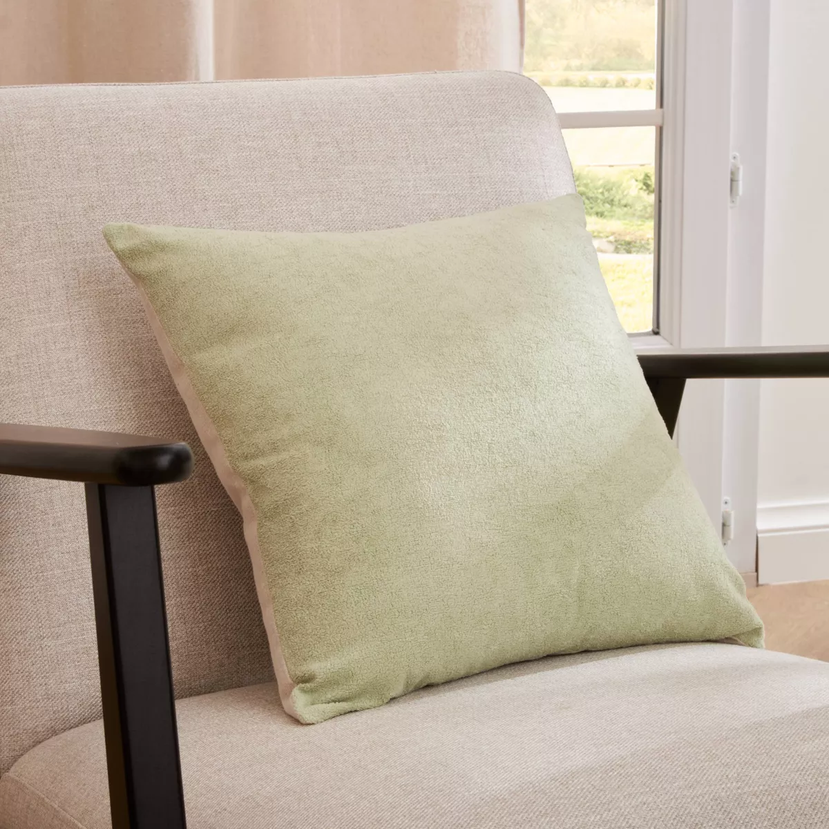 Cuscino quadrato in bouclé (40 x 40 cm) Ava Verde rosmarino