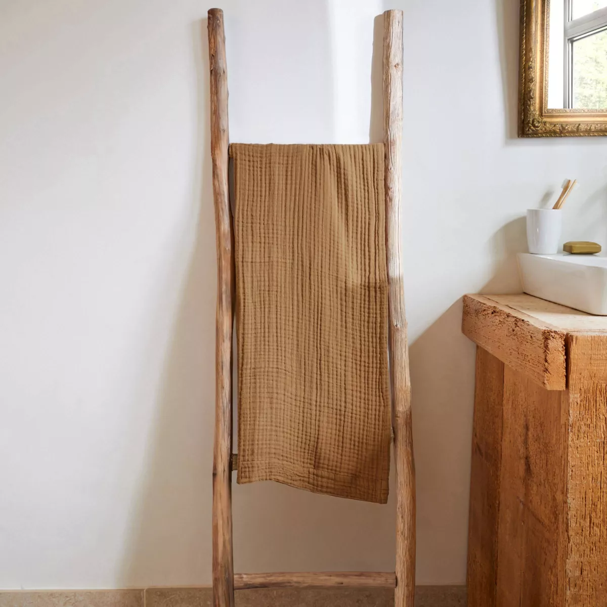 Handtuch aus Baumwoll-Gaze (50 x 90 cm) Gaïa Camel