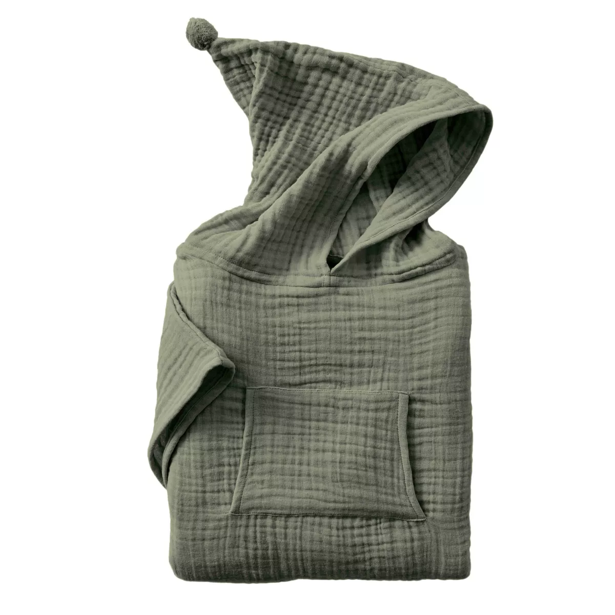 Poncho de bain enfant gaze de coton 6/10 ans Gaïa Vert romarin